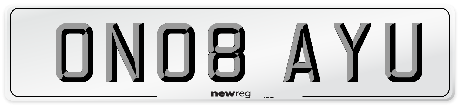ON08 AYU Number Plate from New Reg